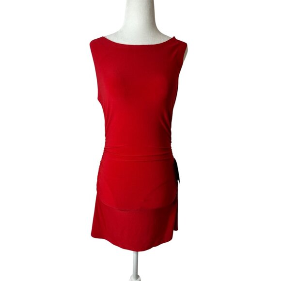 Norma Kamali Sleeveless Pickleball Mini Dress in Tiger Red Small New Womens - Picture 5 of 15